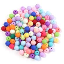 20-100 unidades/pacote de contas redondas pintadas de acrílico, sortimento de cores aleatórias, vários tamanhos, cores doces fofas e casuais da moda para fazer joias faça você mesmo, colar, pulseira, chaveiro, decoração de telefone, atacado