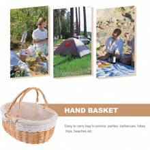 1 Stück Picknickkorb, herausnehmbares Futter, Weidenkorb Picknickkorb mit doppelten Klapphenkeln, stabiles Stofffutter, handgewebter handgemachter Picknickkorb, natürlicher handgefertigter geflochtener Korb