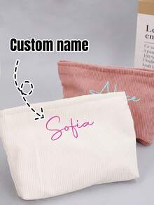1/2Pcs Customized Bridesmaid Makeup Bags, Makeup Bags For Girls, Large Capacity Makeup Bags, Bridesmaid Wedding Gifts, Makeup Storage Boxes, Printed Makeup Bags, Makeup Bags, Bridesmaid Makeup Bags, Bridesmaid Gifts, Girl's Gifts Back To School - Multicolor - View 2