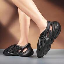 Foam Runners Shoes For Men Women, Soft Cloud Slides Slippers Non-Slip Walking Sandals, Beach Platform Pillow Sandals Lightweight Slip-On Foam Runners, Outdoor Quick-Drying Sports Slides - 黑色 - 查看 5