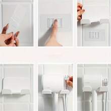 1 Pc Wall-Mounted Hair Dryer Holder And Bathroom Organizer Rack - Durable Plastic Storage Rack, Stylish Design, Suitable For Neat And Tidy Bathroom Organization, Storage