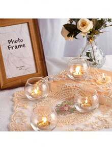 1件/3件/套水晶透明杯玻璃烛台，简约风格高档感烛台，小圆形蜡烛烛台，柱状烛台，烛台座，碗状烛台，浪漫欧式烛光晚餐婚礼装饰烛台 - 無色 - 查看 6