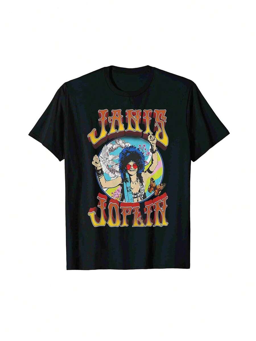 Vintage Janis Art Joplins Rock Musician Legends TShirt (2) - màu đen - Xem 1
