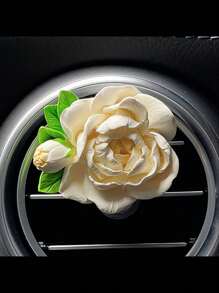 1pc Jasmine Flower Air Freshener, Car Air Vent Clip Decoration, High-End Interior Accessory, Air Conditioning Outlet Decoration, Pink, Yellow, Green Color, Floral Design