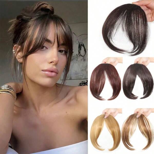 Frange synthétique 3D avec franges effilées, peut augmenter la longueur et le volume de la frange, extensions de cheveux résistantes à la chaleur, taillables