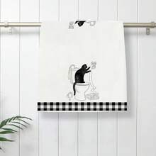 有趣的黑猫印花浴巾、洗碗巾、手巾、装饰毛巾 - 送给朋友的绝佳乔迁、生日、妈妈礼物