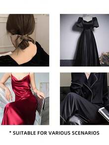 1pc Navy Blue Satin Crepe Fabric, DIY Bridal Gown Dress Material, Suitable For Wedding Decoration, Birthday Party, Home Decor, Banquet, Outdoor Picnic - Navy Blue - View 4