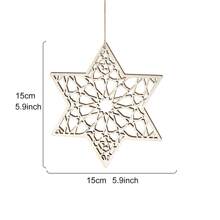 1pc Creative Wooden Hollow Hexagon, Octagon, Moon Shape Decor Hanging Ornaments, Modern Wooden Mirror Design Cozy Interior Wall Decor Hanging Accessories, Suitable For Holiday Party Decorations, Home Decor Gifts