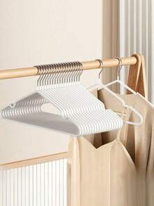 20/30pcs Stainless Steel White Garment Hangers, Modern Pink Non-Slip Clothes Hanger, Suitable For Home, Spring, Simple Style, Summer Tops - White - View 8