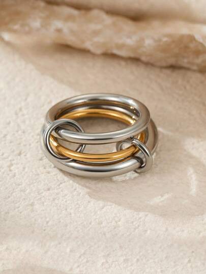 1 Piece Stainless Steel Ladies Ring; Multi-Layer Lucky Golden Thicken The Transfer, Ring ,Valentine's Day, Teacher's Day, Mother's Day, Back To School Season, Christmas, Halloween, Gift