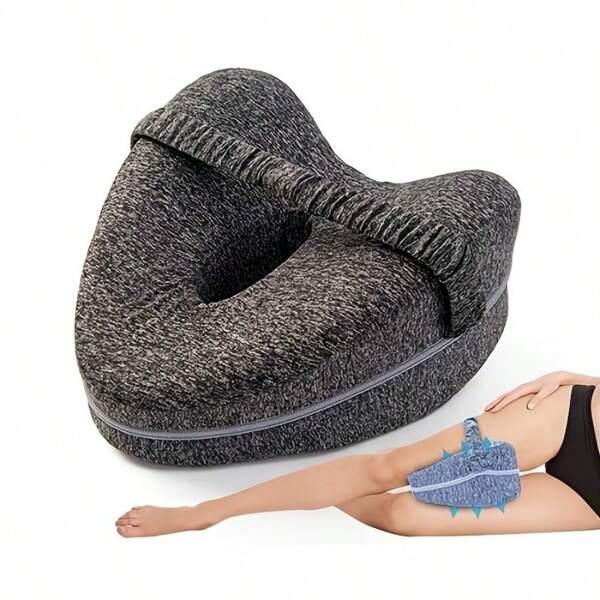 1PC Leg Pillow Ergonomic Side Sleeping Pillows Memory Foam Knee Pillow With Strap For Side Sleeper Leg Support Cushion With Removable And Washable Cover, Bedding, Home