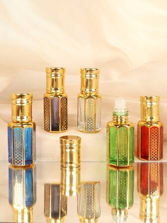 6ml Roller Bottles Essential Oil Roll Luxury Glass Bottle Empty Golden Portable Mini Bottles For Travel Repackaging Tools Colorful For Daily