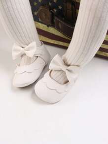 Infant Infant Girls Wedding Dress Shoes Bow Ballet Princess Mary Jane Flats Toddler First Walkers Sneaker Newborn Crib Baptism Shoes