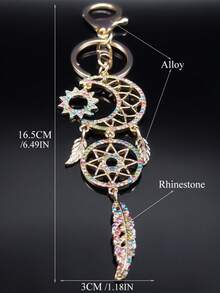 Dream Catcher Shiny Crystal Key Chain, Women Rhinestone Sparkling Key Holder, Dream Catcher Key Chain Charm For Car Bag Car Accessories Bag Charm School Cute Goth Y2k Bag Accessories Lanyards With Id Holder Car Accessories Bag Charms - Gold - View 9