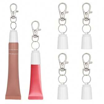 4 件装润唇膏盖钥匙扣，可更换润唇膏盖可挂在钥匙扣、包包上