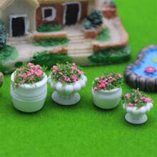 Miniatura de banco de parque realista para casa de muñecas, maceta de flores, fuego, decoración de madera y enredadera, accesorios para escena de sala de estar, exterior, dormitorio, modelo colgante de pared, escena del hogar en miniatura DIY, regalo coleccionable para aficionados y entusiastas de los pasatiempos