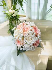1pc Small Artificial Bride Bridesmaids Wedding Bouquet, Nature Style Outdoor Photoshoot Decor