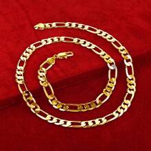 Collier chaîne plate en or 18 carats massif pour hommes. Chaîne classique de 12 mm de 18/20/22/24/26/28/30 pouces. Cadeau de bijoux de mode Hip Hop à chaîne épaisse - Doré - Voir 4