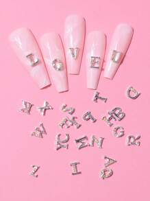 26 Peças Decoração de Arte de Unhas Design de Letra 3D, Encantos de Unhas, Gemas de Unhas, Suprimentos de Unhas DIY