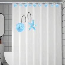 Sea Shower Curtain Hooks Decorative Starfish Shell Hangers For Clothing Towels Rust Proof Shower Hooks Ring For Bathroom Bathroom Decor