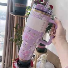 Compatible With Stanley Cup 40 Oz, 1 Piece, 40 Oz Stan Cup, 40oz With Handle, 40 Ounce Stainless Steel Insulated Water Bottle With Handle, 1200ml Wide Mouth Water Tumbler Iced Coffee Mug, Double-Walled Vacuum Insulation, Keeps Drinks Hot/Cold For Hours, Perfect For Outdoor, Gym, Travel,Hiking, Camping, Sports,Work, School, And Outdoor Adventures