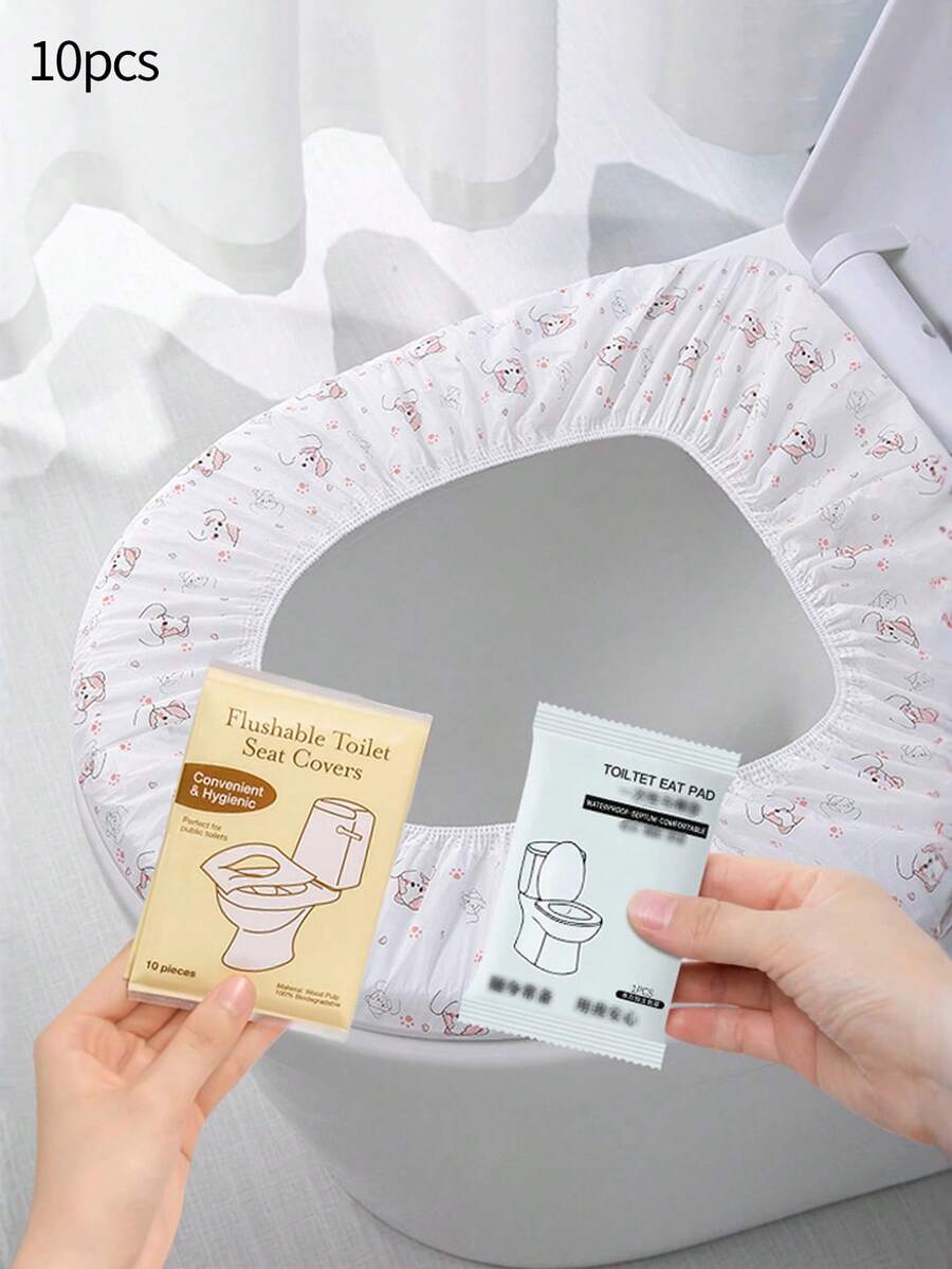 10/30/60pcs, 10pcs/Pack Disposable Toilet Seat Covers, Water Soluble Portable Toilet Seat Covers, Portable Travel And Business Toilet Seat Covers, Toilet Seat Covers, Essential Accessories For Airplane Travel, Camping, Bathroom Accessories, Bathroom Supplies