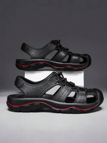 Herren Lässig Sandalen, Retro Sport Outdoor Strandsandalen, Synthetisches Leder & Mesh-Einsätze, Sommer