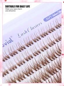 120 PCS Brown DIY Lash Extensions Crossed Wispy Lash Clusters Individual Eyelashes Natural Soft Lightweight 10-18mm Reusable Mix Style Lash Clusters - D - View 3