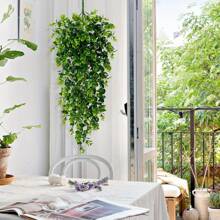 1/4pcs Artificial Hanging Plants Fake Wall Hanging Eucalyptus Plants UV Resistant Plastic Hanging Plants Artificial Decor For Party Wall Porch Wedding Decoration