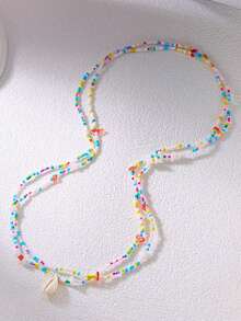 2pcs Summer Beach Style Shell & Stone Bead Waist Chain, Suitable For Women Vacation, Date, Gift - Multicolor - View 2