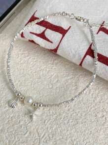GAGAFEEL 1 Stück Lässig tägliches 925er Sterling Silber Seestern Muschel Armband für Damen, Sommer Strand Outfit und Geschenkidee