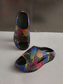 2025新款情侣ins踩海绵波浪按摩内底凉鞋平底拖鞋休闲拖鞋运动拖鞋厚底时尚彩色印花