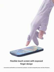 1 Set Multicolor Versatile Women Sunscreen Gloves, Ice Silk UV Protection Breathable Fingerless Driving Cycling Gloves