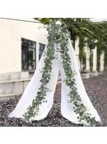 1/2/5 pièces, Guirlande de faux eucalyptus avec fleurs blanches, feuilles d'eucalyptus argent de 5,9 pi/180 cm Gypsophila, Vignes vertes artificielles pour décoration de mariage, fête, manteau, chemin de table, maison, bureau, décoration d'été