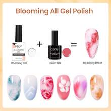 GLOZ 2 件 15 毫升指甲绽放凝胶透明 UV LED 开花凝胶抛光，用于扩散效果大理石天然石水彩花卉印花可去除指甲胶 DIY 美甲设计美甲礼物，适合女性