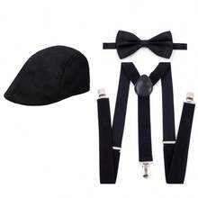 Set de 3 piezas de accesorios de disfraz de fiesta para hombres de los años 20, que incluye sombrero y corbata de moño - A - Ver 4