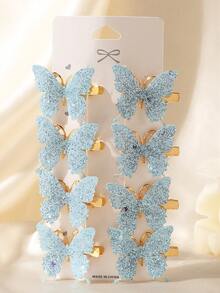 8 bucăți elegante de agrafe de păr cu fluture 3D, material din aliaj, accesorii la modă pentru fete, potrivite pentru purtare zilnică, disponibile în mai multe stiluri