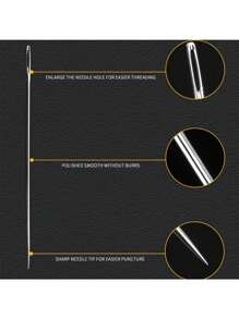 15pcs Large Eye Sewing Needles, Household Hand Sewing Needles For Quilting, Embroidery & Cross Stitch, Assorted Lid Colors