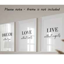 3pcs Dream, Love, Live Quotes Prints, Modern Style Wood Framed/Unframed Wall Art Posters, Home Decor Wall Art, Inspirational Artwork For Bedroom, Living Room, Home Decoration