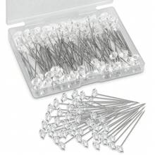 100pcs Bouquet Pin, 2.1-Inch Chest Pin, Rhinestone Rhinestone Crystal Head Pin, Elegant Boutonnere Pin, Straight Flower Pin, Wedding Anniversary Transparent Flower Pin DIY Craft, Jewelry Making And Sewing