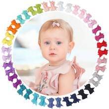 40PCS 1.4" Cute Mini Fashion Bow Snap Clip, Grosgrain Ribbon Bow Small Hair Clip For Baby Girls