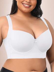 White Seamless Plus Size Women's Underwear Smooth And Simple Gathering Bra