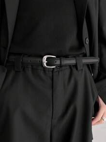 1 pieza Cinturón negro sencillo y casual para hombres, cinturón versátil y minimalista unisex para uso diario