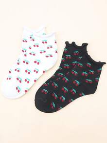 6 Pairs Cute Sweet Floral Lace Mid-Calf Socks For Girls, Summer