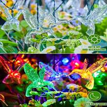 20 Luzes de LED Solares em Forma de Beija-flor, Luzes Decorativas Multicoloridas para Jardim, Quintal, Cerca, Economia de Energia, À Prova D'água, 8 Modos de Iluminação, Controle por Botão, Decoração de Quintal para Festas