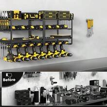 Wall-Mounted Garage Storage Shelf - Space-Saving Design for Cordless Drills and Accessories, Garage Organizer | Sturdy Construction, Practical Shelves | Black Finish - Negro - Ver 7