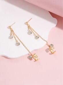 1 Pair Gold-Color Earrings With Clip-On, Fashionable Hip-Hop Style