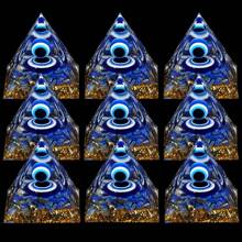1pc Natural Crystal Lapis Lazuli Chip Evil Eye Sphere Ball Resin Orgone Pyramid Healing Gemstone Pebble Energy Rock Decor Holiday Gift