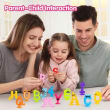 26 pièces Alphabet et 15 pièces Numéros, Jouets d'apprentissage lavables avec ventouses - Jeux interactifs d'orthographe et de comptage, Couleurs aléatoires