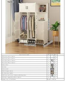 Simple Wardrobe Closet For Home Bedroom, Modern & Sturdy, Easy To Assemble, Storage Cabinet For Dormitory - Multicolor - View 13
